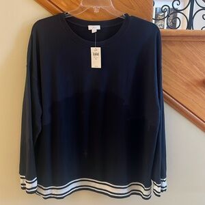 J.Jill Fit Top Size XL Navy with white stripes New With Tags